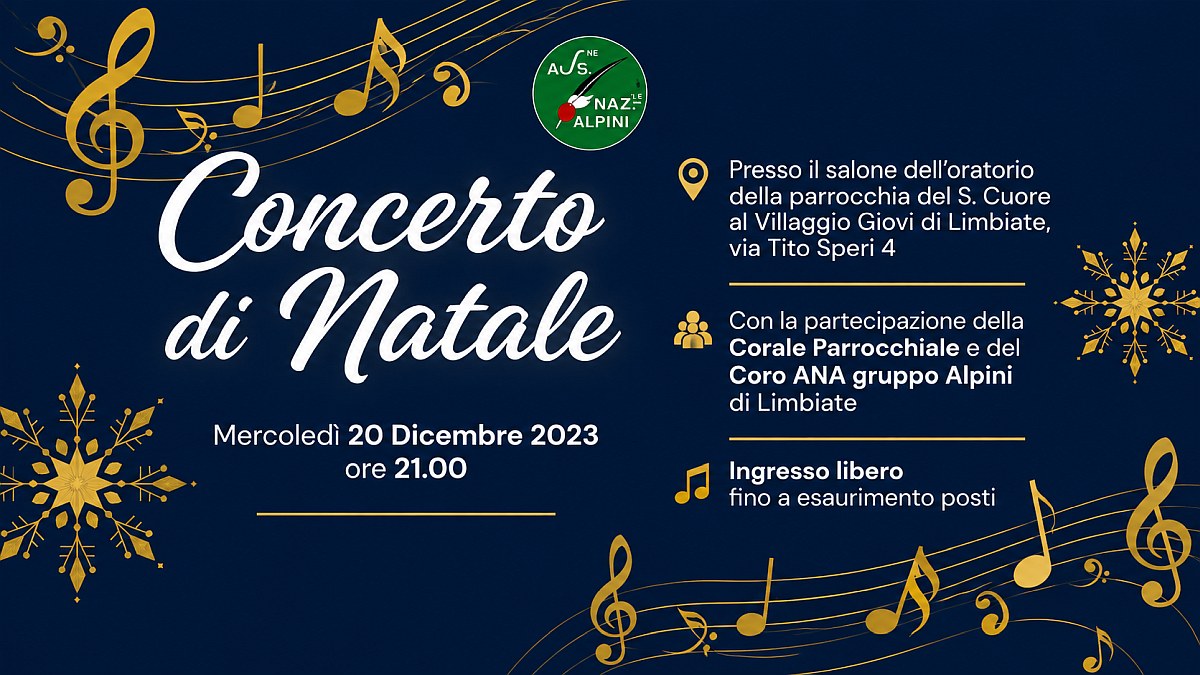 Concerto di Natale 2023 con la partecipazione della Corale Parrocchiale e del Coro ANA Gruppo Alpini di Limbiate presso il Villaggio Giovi
