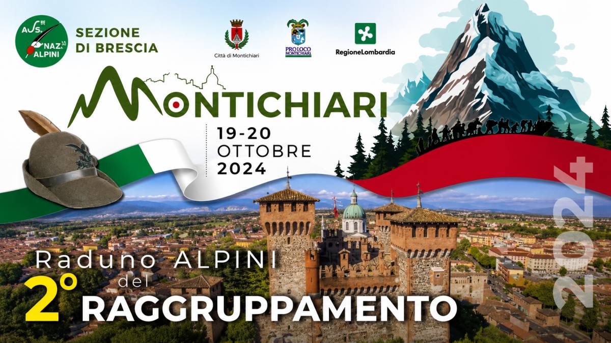 Manifesto del Raduno Alpini del 2° Raggruppamento svoltosi a Montichiari il 19 e 20 ottobre 2024