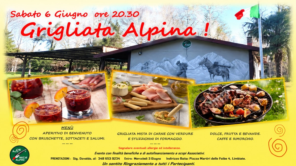 Grigliata Alpina 2026 organizzata dal Gruppo Alpini di Limbiate presso la sede associativa