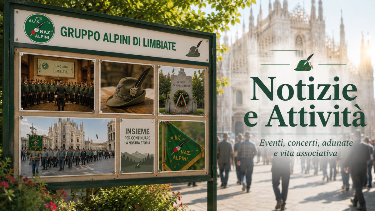 Bacheca con eventi, concerti, adunate e attività del Gruppo Alpini di Limbiate
