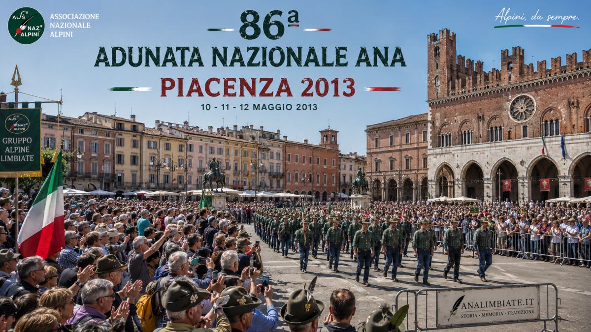 86ª Adunata Nazionale Alpini di Piacenza nel 2013 con la sfilata delle Penne Nere in Piazza Cavalli davanti al Palazzo Gotico
