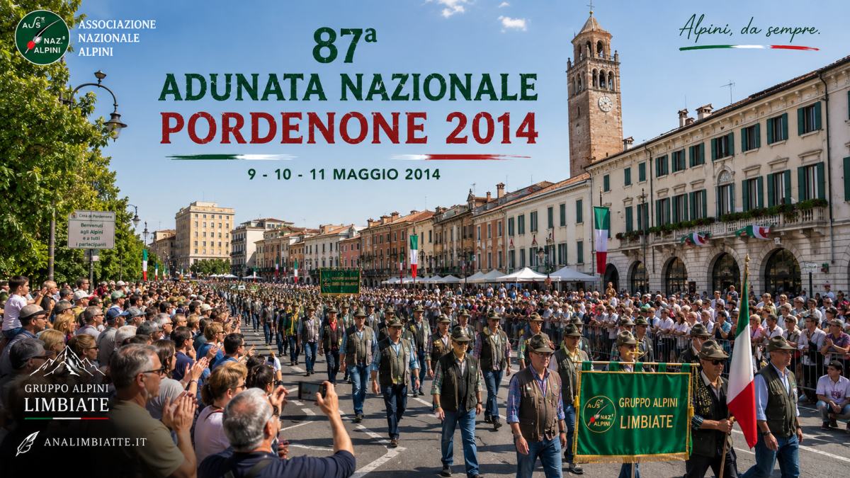 87ª Adunata Nazionale Alpini di Pordenone nel 2014 con la sfilata delle Penne Nere nel centro storico friulano tra il pubblico festante