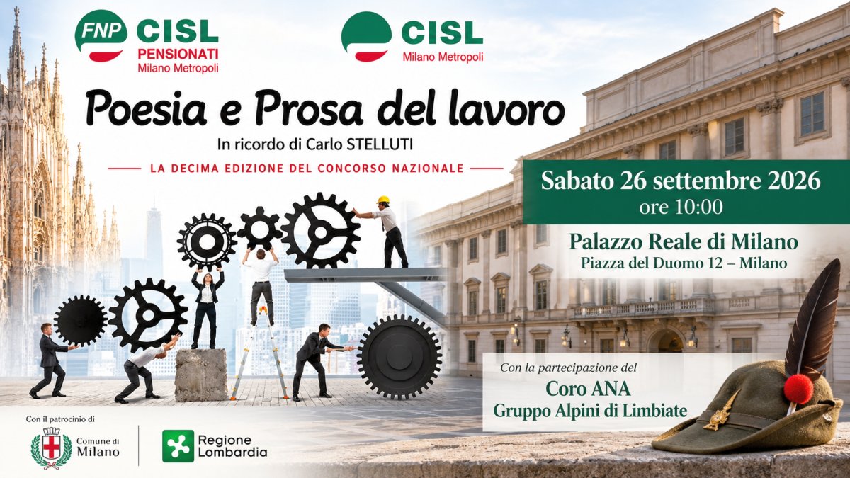Poesia e Prosa del lavoro 2026 a Palazzo Reale di Milano con la partecipazione del Coro ANA Gruppo Alpini di Limbiate